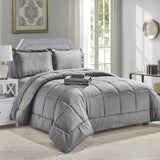 8-Piece Dobby Stripe Down Alternative Comforter Set with Sheets & Pillowcases