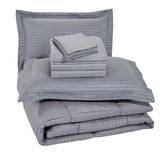 8-Piece Dobby Stripe Down Alternative Comforter Set with Sheets & Pillowcases