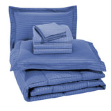 8-Piece Dobby Stripe Down Alternative Comforter Set with Sheets & Pillowcases