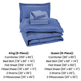 8-Piece Dobby Stripe Down Alternative Comforter Set with Sheets & Pillowcases