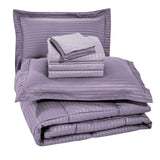8-Piece Dobby Stripe Down Alternative Comforter Set with Sheets & Pillowcases