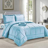 8-Piece Dobby Stripe Down Alternative Comforter Set with Sheets & Pillowcases