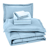 8-Piece Dobby Stripe Down Alternative Comforter Set with Sheets & Pillowcases