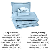8-Piece Dobby Stripe Down Alternative Comforter Set with Sheets & Pillowcases