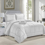 8-Piece Dobby Stripe Down Alternative Comforter Set with Sheets & Pillowcases