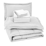 8-Piece Dobby Stripe Down Alternative Comforter Set with Sheets & Pillowcases