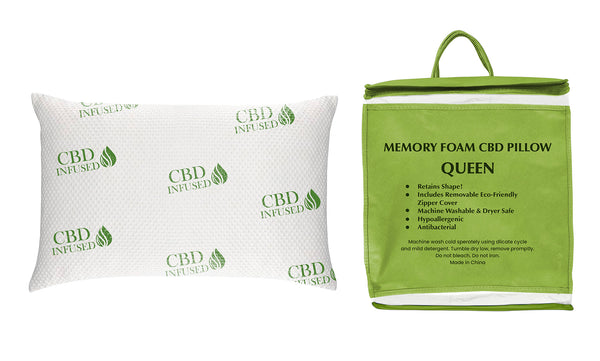 2 Pack CBD Infused Medium Support Memory Foam Pillows Designed for Ba Luxury Home