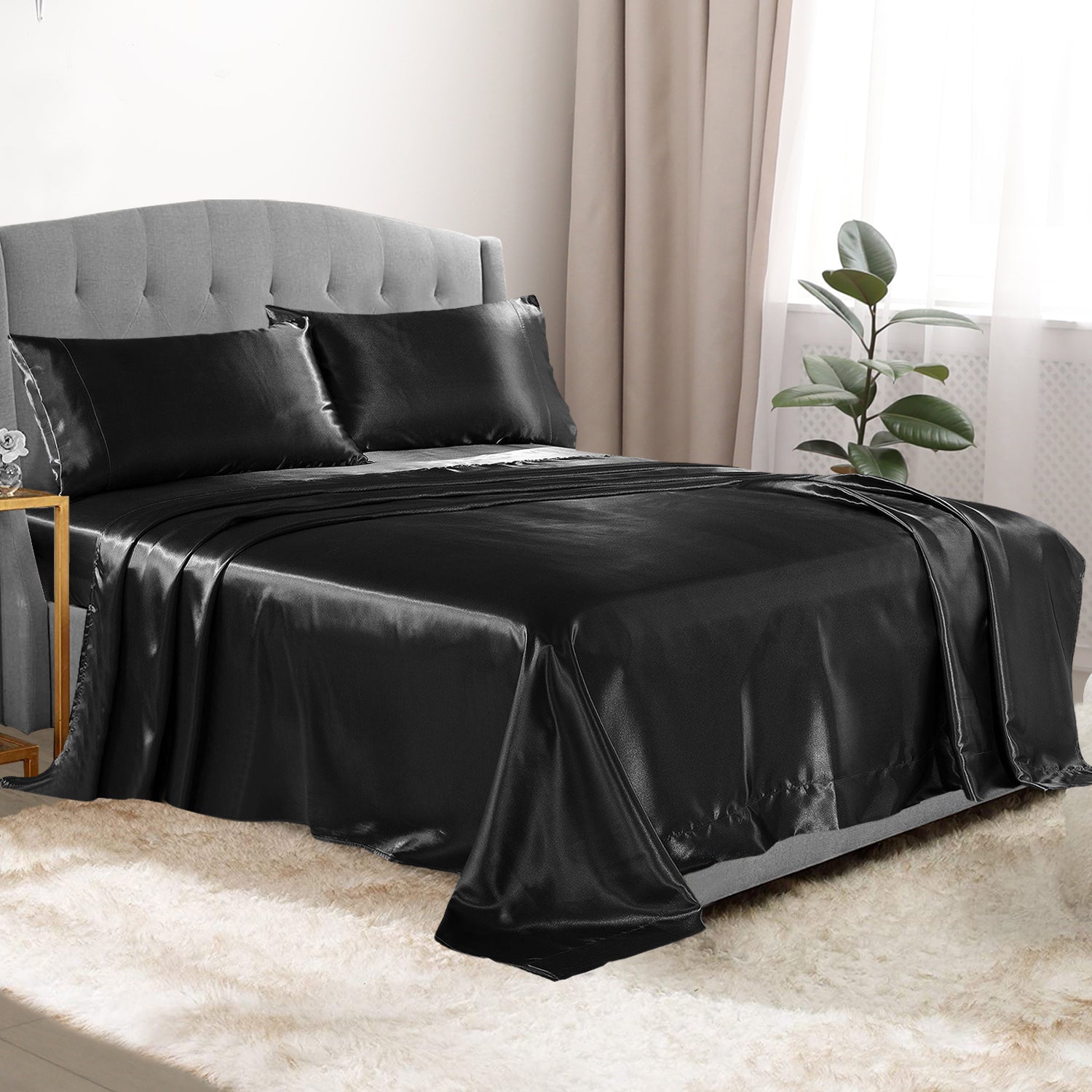 Luxurious Silky-Soft Satin Sheet Set (4-Piece) for Ultimate Comfort