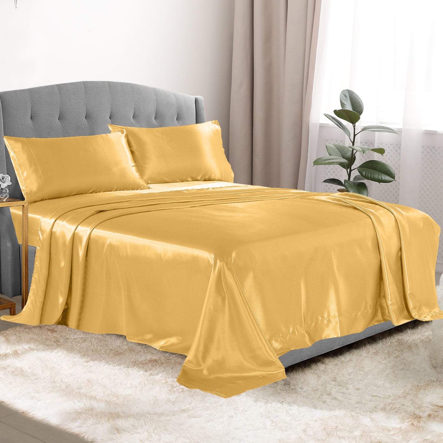 Luxurious Silky-Soft Satin Sheet Set (4-Piece) for Ultimate Comfort