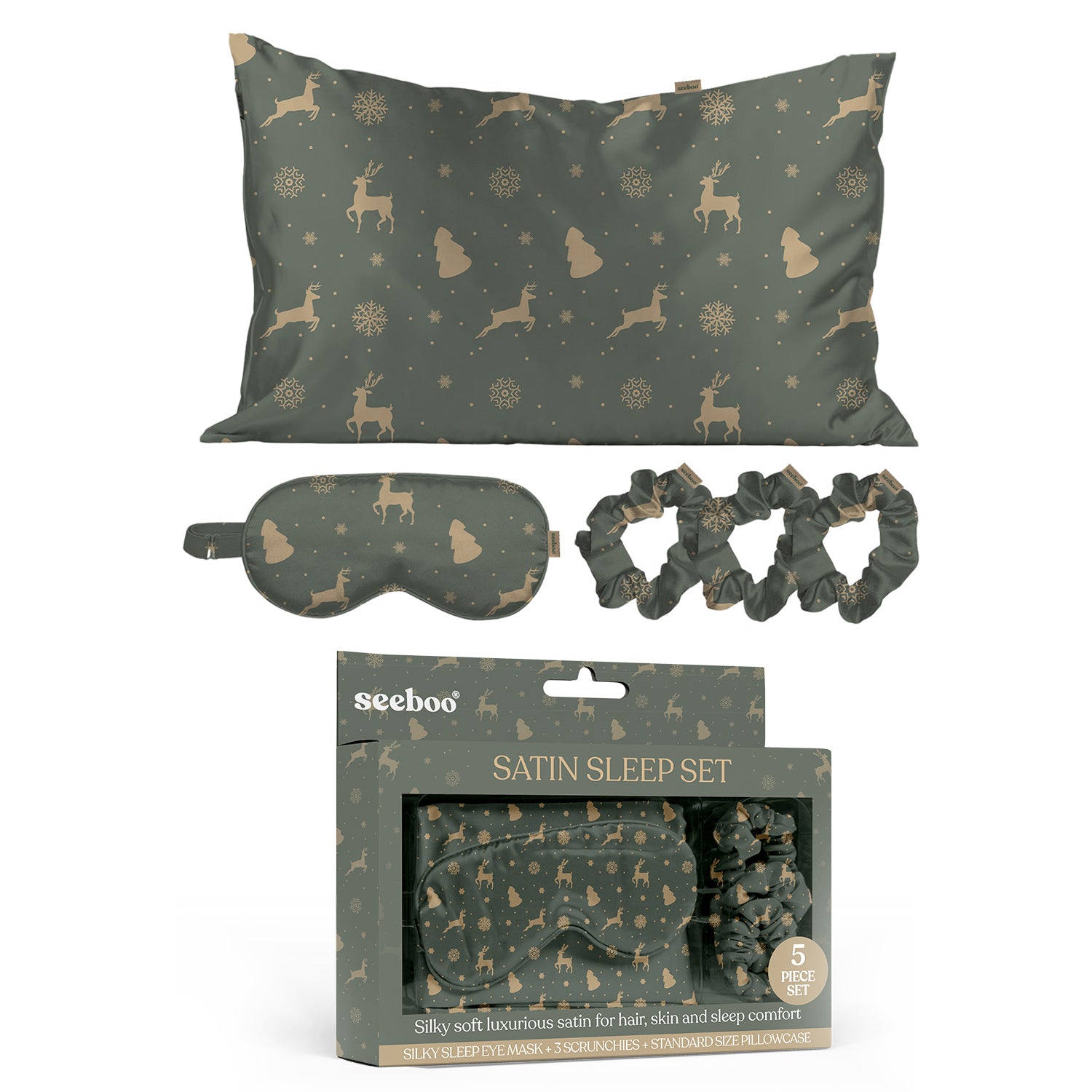 Silky Satin Cozy Comfortable Sleep Set (5-Piece) for Ultimate Relaxation