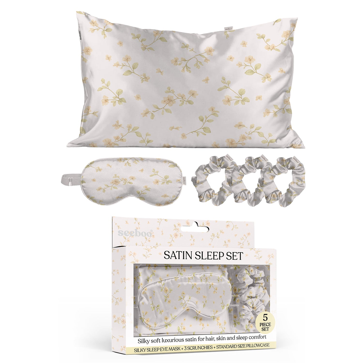 Silky Satin Cozy Comfortable Sleep Set (5-Piece) for Ultimate Relaxation