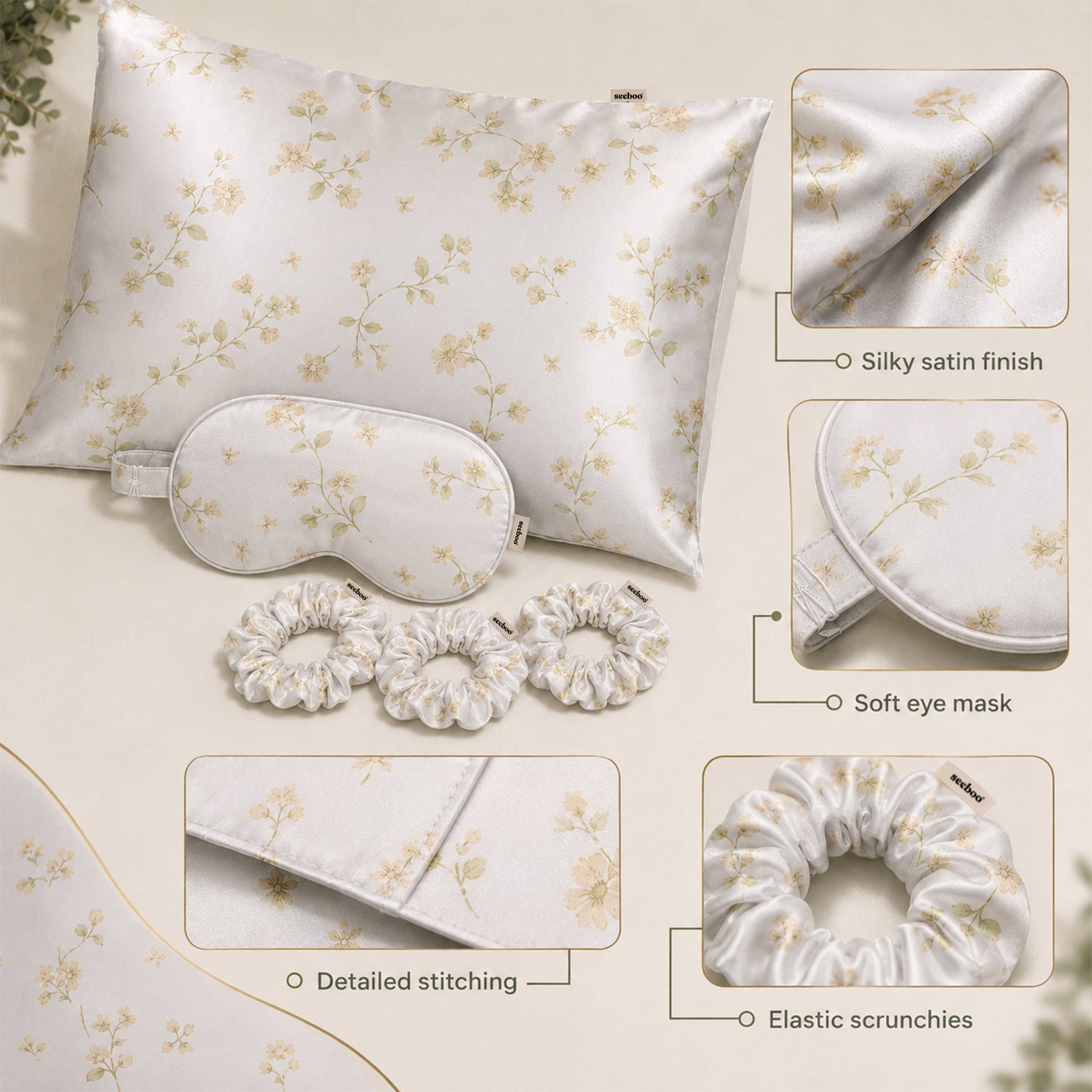 Silky Satin Cozy Comfortable Sleep Set (5-Piece) for Ultimate Relaxation