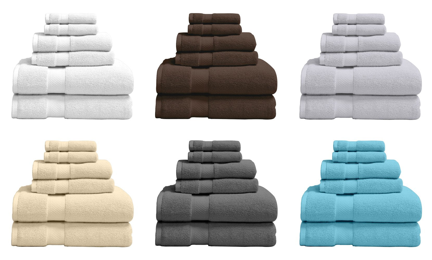 Luxury Home 100% Organic Cotton 6-Piece Bath Towel Set - Gray